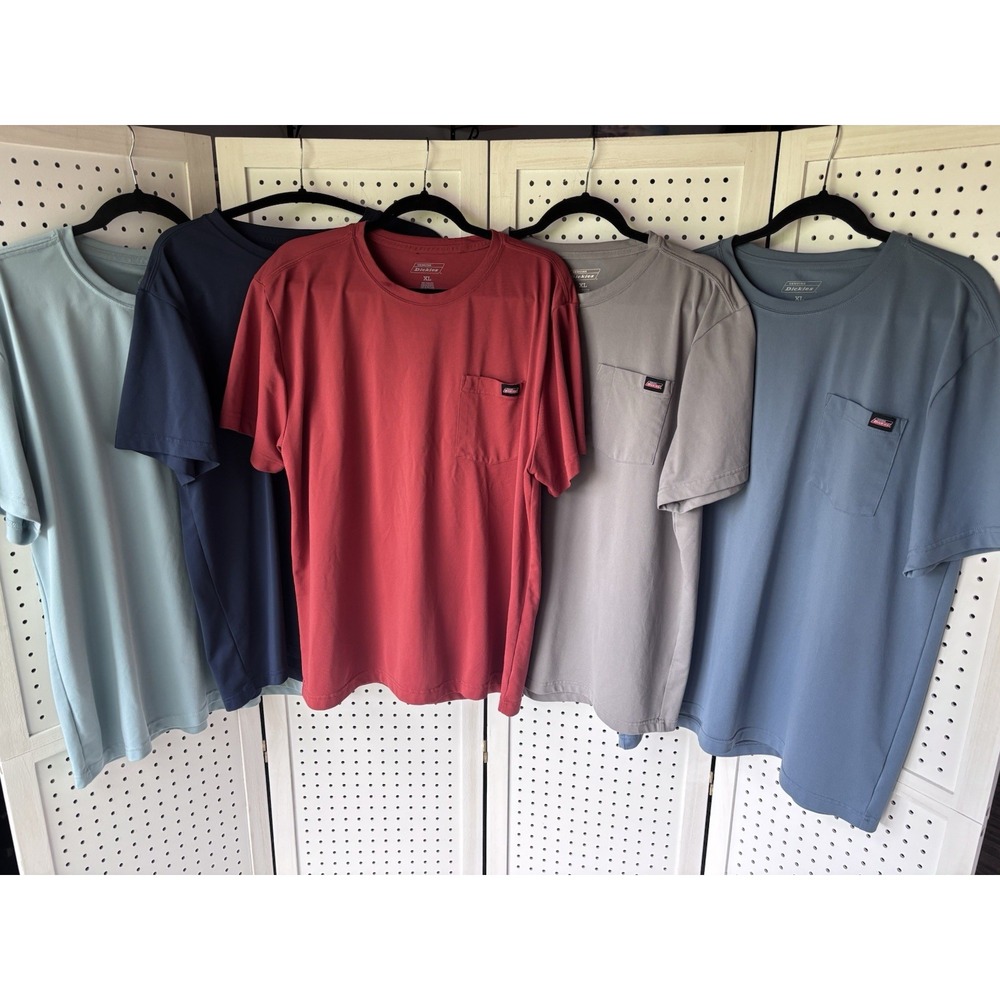 LOT/5 Genuine Dickies Work Shirt S/S Mens XL Front Pocket Tee Workwear Polyester